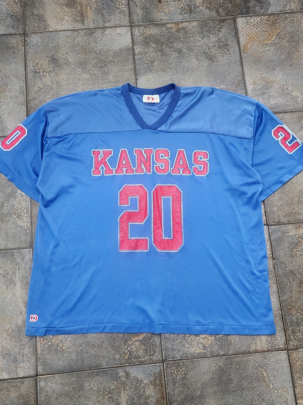 Vintage 90s Kansas City Jayhawks Men's Large #20 Dodger NCAA Football Jersey